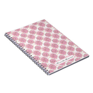 Painted pink roses and gold glitter notebook notizblock