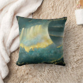 Painted Planet Sky Art von Heva Weva Green und Gol Kissen (Decke)