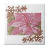 Painted Poinsettia Weihnachtslied Blume Tile Fliese (Vorderseite)