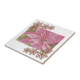 Painted Poinsettia Weihnachtslied Blume Tile Fliese