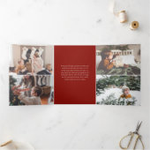 Painted Poinsettias Christmas Photo Dreifach Gefaltete Urlaubskarte (Innenseite)