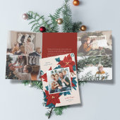 Painted Poinsettias Christmas Photo Dreifach Gefaltete Urlaubskarte