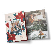 Painted Poinsettias Christmas Photo Dreifach Gefaltete Urlaubskarte
