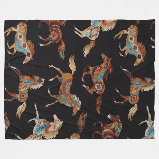 Painted Ponies Fleece Blanket (Vorderseite (Horizontal))