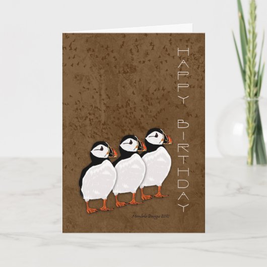 Painted Puffin Birthday Card - Geburtskarte mit Karte (Vorderseite)