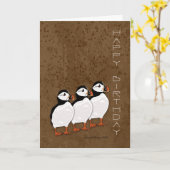 Painted Puffin Birthday Card - Geburtskarte mit Karte (Gelbe Blume)