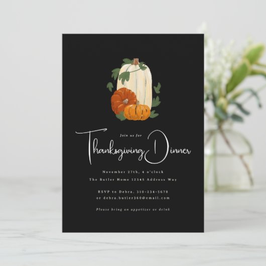 Painted Pumpkins Erntedank Dinner Einladung (Stehend Vorderseite)