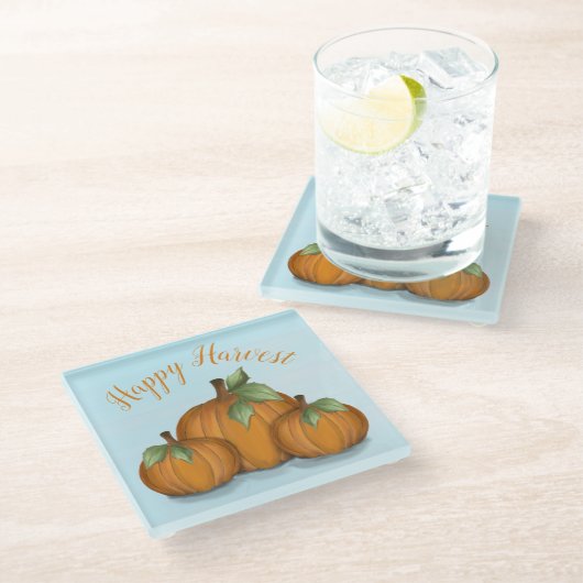 Painted Pumpkins Glass Untersetzer (Schrägansicht)