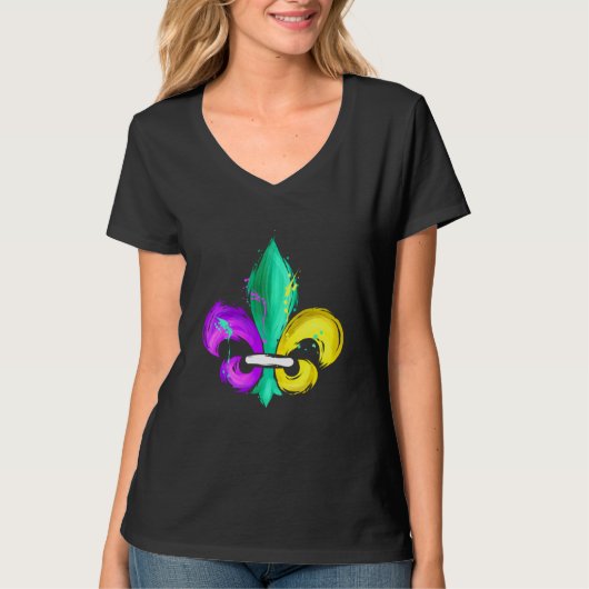 Painted Purple Green And Golden Fleur De Lis For M T-Shirt (Vorderseite)