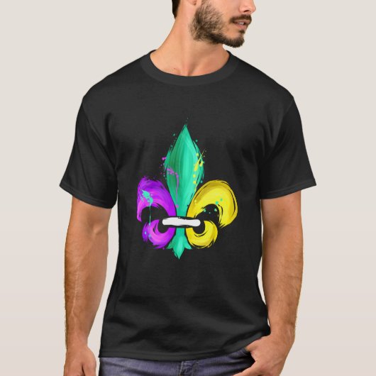 Painted Purple Green And Golden Fleur De Lis For M T-Shirt (Vorderseite)