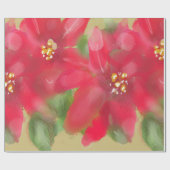 Painted Red and Green Poinsettia Christmas Design Geschenkpapier (Flach)