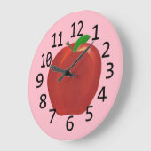 Painted Red Apple Green Leaves Custom Wall Clocks Große Wanduhr (Winkel)