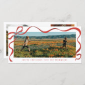 Painted Red Ribbon Long Landscape Holiday Photo (Vorne/Hinten)