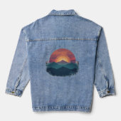 Painted Retro Mountain Sunset Art - Nature Jean Jeansjacke (Rückseite)