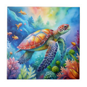 Painted Sea Turtle  Fliese (Vorderseite)