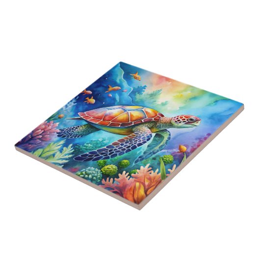 Painted Sea Turtle  Fliese (Seite)