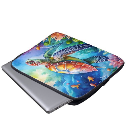 Painted Sea Turtle Laptopschutzhülle (Vorne Knopf)
