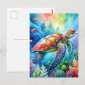 Painted Sea Turtle  Postkarte (Vorne/Hinten)