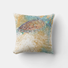 Painted Sea Turtle Throw Kissen | Strand und Küste