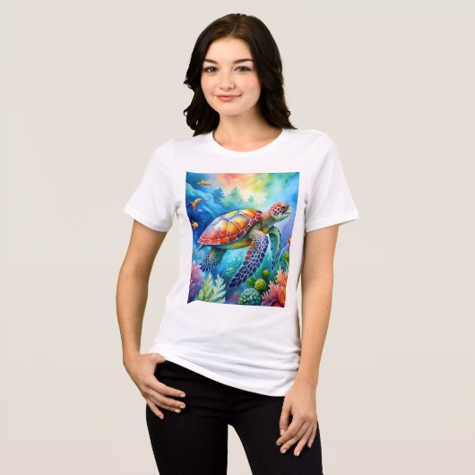 Painted Sea Turtle Tri-Blend Shirt (Vorderseite voll)