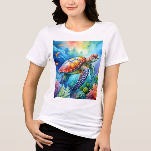 Painted Sea Turtle Tri-Blend Shirt (Vorderseite)