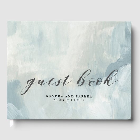 Painted Sky Moderne Abstrakte Pinselstriche Hochze Gästebuch (Vorderseite)
