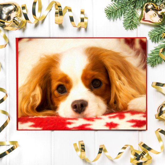 Painted Snowflake Sweet King Charles Spaniel Card Feiertagskarte