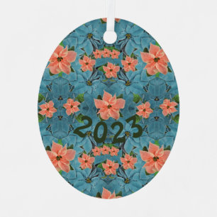 Painted Soft Pastel Poinsettia Holiday Ornament Aus Metall