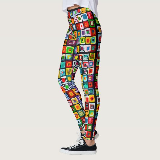 Painted Squares Boho Mosaic Leggings (Links)