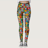 Painted Squares Boho Mosaic Leggings (Vorderseite)