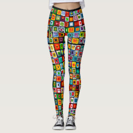 Painted Squares Boho Mosaic Leggings