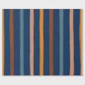 Painted Stripe Pattern Navy Blue, Brown & Orange Geschenkpapier (Flach)