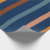 Painted Stripe Pattern Navy Blue, Brown & Orange Geschenkpapier (Ecke)
