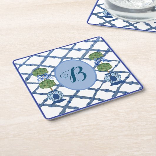 Painted Topiary Chinoiserie Ginger Jars Jar  Rechteckiger Pappuntersetzer (angewinkelt)