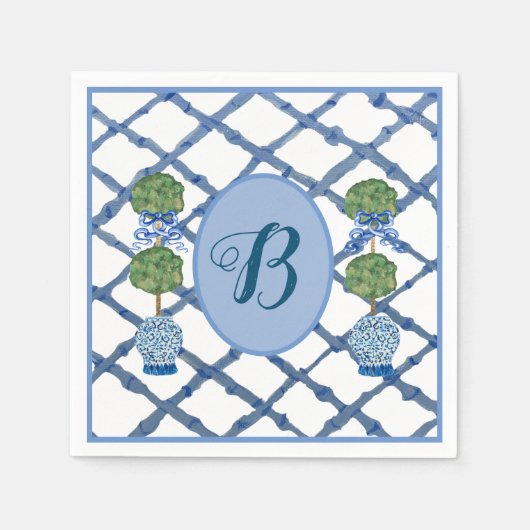 Painted Topiary Chinoiserie Ginger Jars Jar Serviette (Vorderseite)