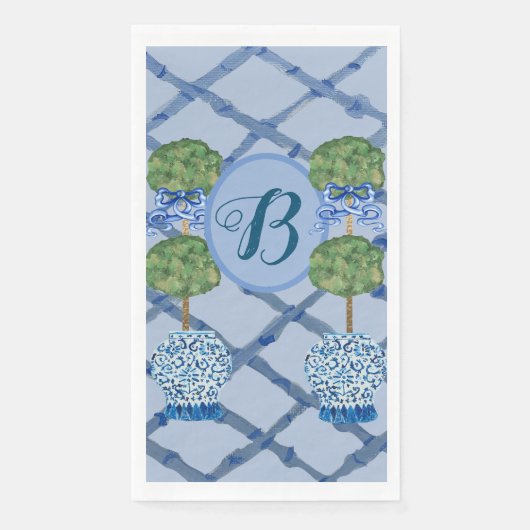 Painted Topiary Chinoiserie Ginger Jars Jar Serviette (Vorderseite)