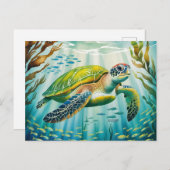 Painted Turtle Postkarte (Vorne/Hinten)