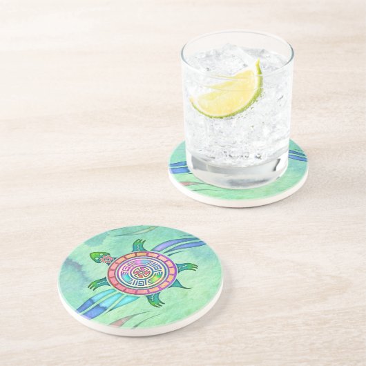 Painted Turtle Sandstone Untersetzer (Seite)