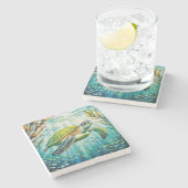 Painted Turtle Steinuntersetzer (Seitenansicht)