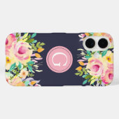 Painted Watercolor Floral Monogram Iphone 16 Case (Rückseite (Horizontal))