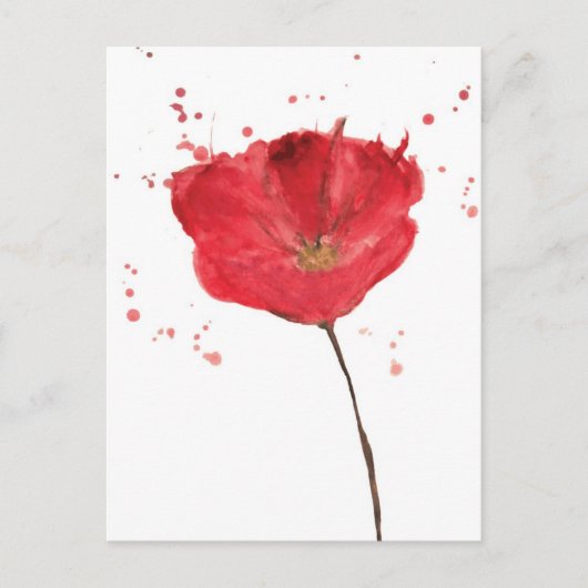 Painted watercolor Poppy Flower 2 Postkarte (Vorderseite)