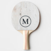 Painted White Wood Monogram Tischtennis Schläger (Vorderseite)