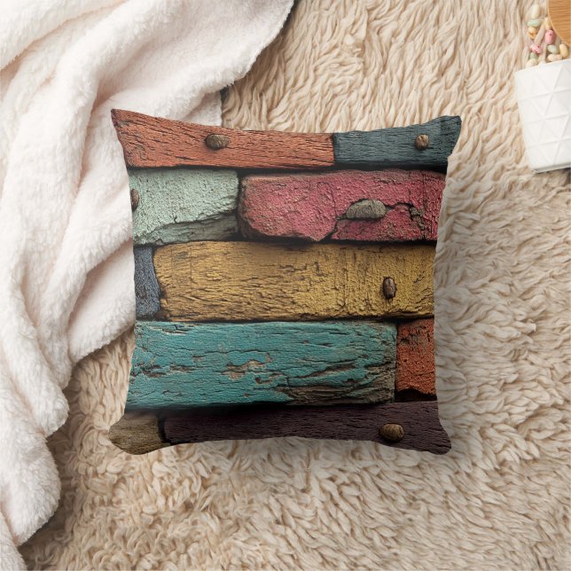 Painted Wood Throw Kissen (Decke)