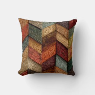 Painted Wood Throw Kissen