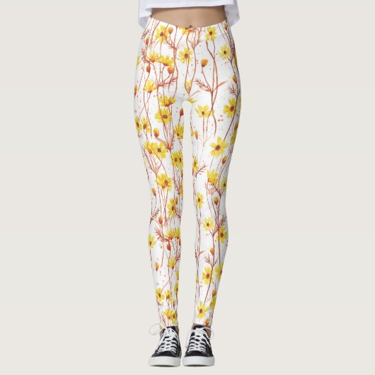 Painted Yellow Daisies Leggings (Vorderseite)