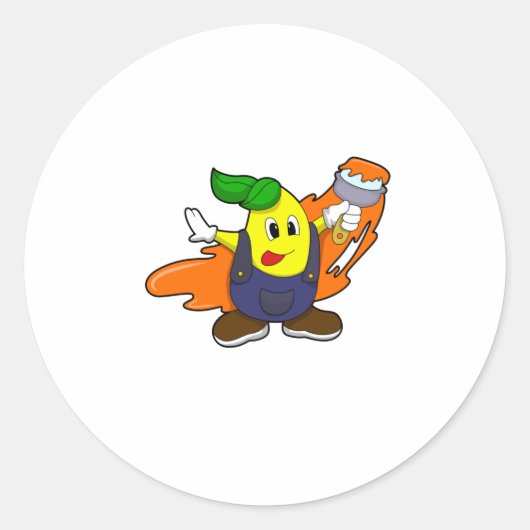 Painter als Maler mit Pinsel Runder Aufkleber (Vorderseite)