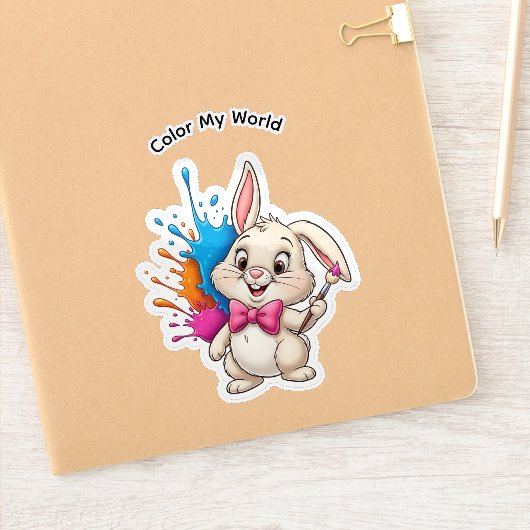 Painter Bunny Sticker - "Color My World" (Notizbuch)