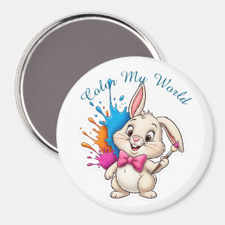 Painter Bunny Sticker - "Color My World" Magnet