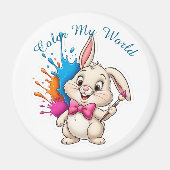 Painter Bunny Sticker - "Color My World" Magnet (Vorne)