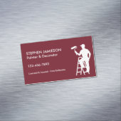 Painter & Decorator Painting Services Red White Magnetische Visitenkarte (Beispiel)